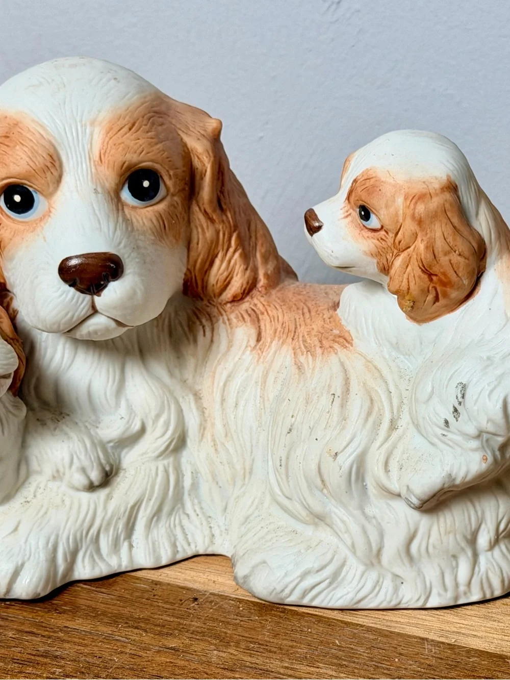 Vintage HOMCO Cocker Spaniel Family Figurine | in White and Tan